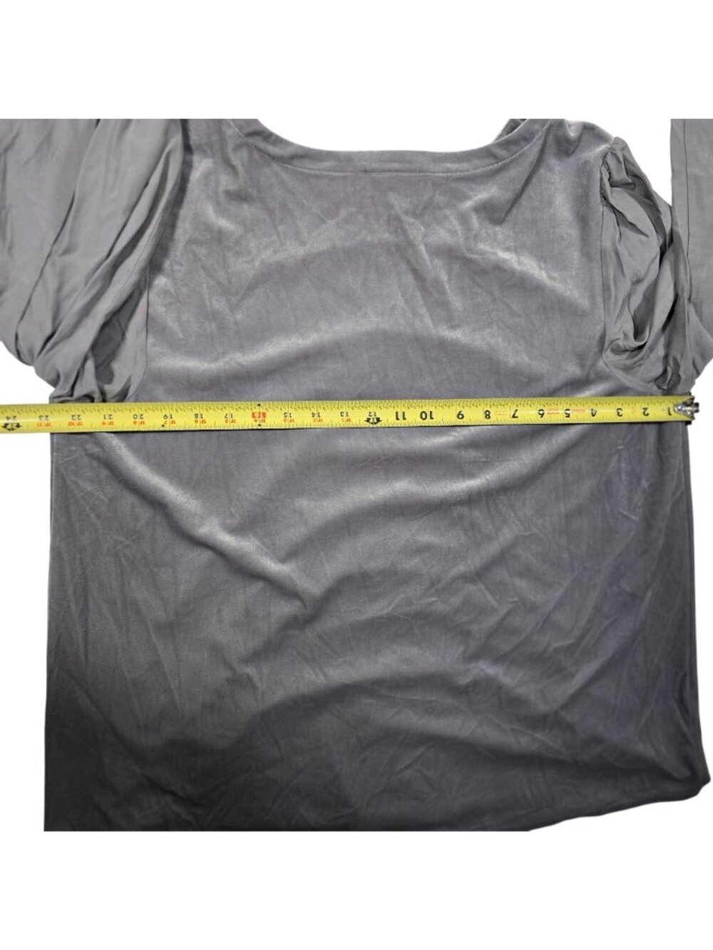 J Jill XL Gray Media Blouse Puff Sleeve Smocked - Picture 9 of 10